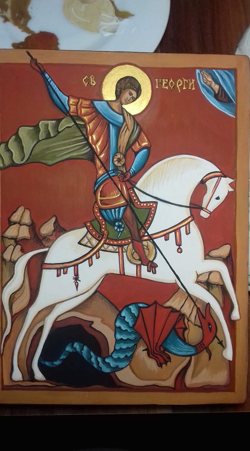 Hand-painted icon of St. George